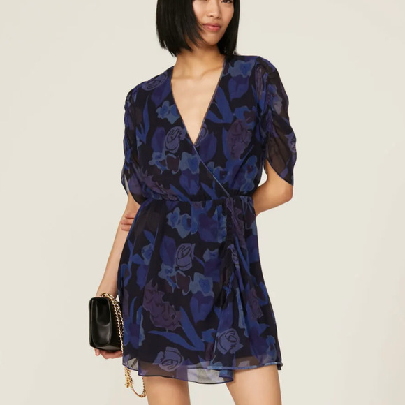 Ted Baker Dresses & Skirts - Ted Baker Blue Rose Mini Wrap Dress SIZE 0 Party Special Occasion Cocktail $300